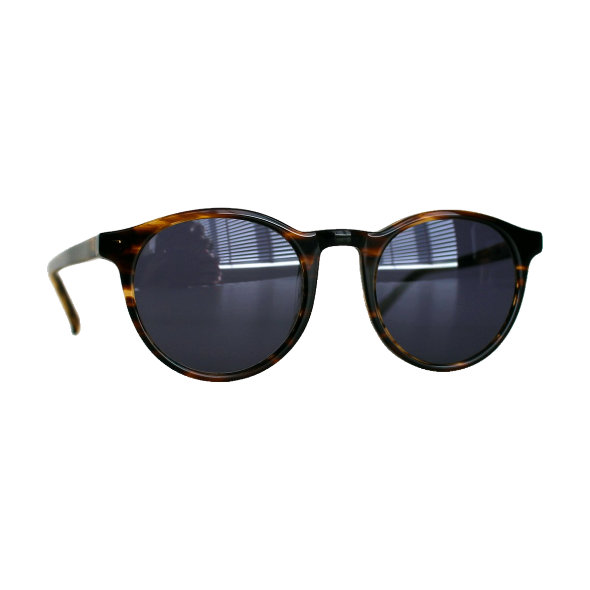 Aurum round sunglasses, tortoise frame, black lenses