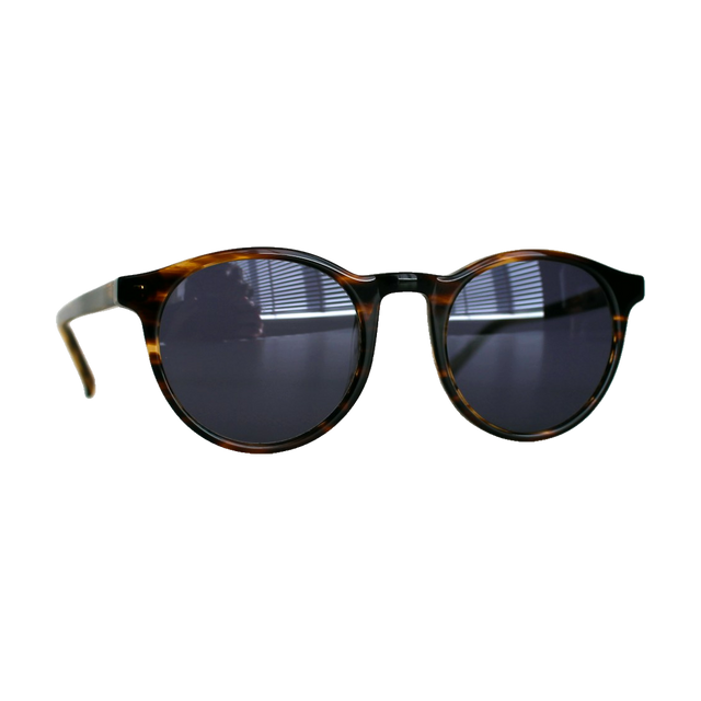 Aurum round sunglasses, tortoise frame, black lenses