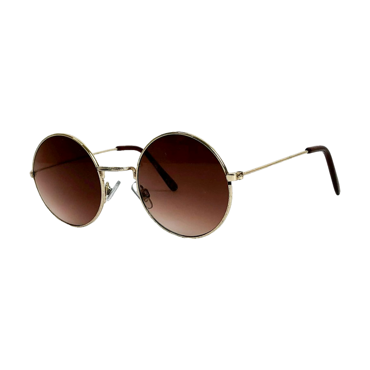 Aurum round sunglasses, gold frame, brown gradient lenses