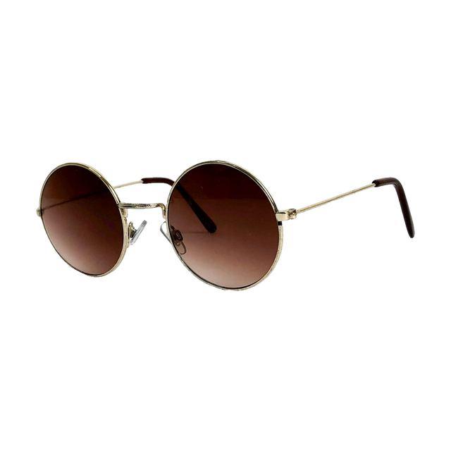 Aurum round sunglasses, gold frame, brown gradient lenses